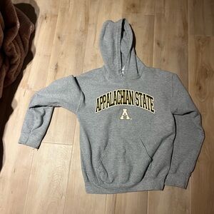 Gildan Gray Appalachian State Hoodie with Yellow Accent